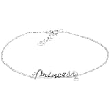 Sterling Silver Princess w/ Crown Charm Anklet