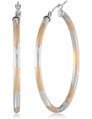 Duragold 14k Two-Tone Diamond-Cut Hoop Earrings, (1.45" Diameter)
