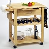 Kitchen Cart with Wine Bottle Holder and Cutting Board by Furniture