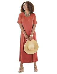 Ulla Popken Plus Size Ul-la-timate Knit Tee Shirt Dress - Coral, 28/30