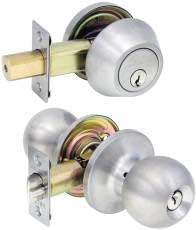 Us Lock U014334 Us Lock Entry Lockset-Deadbolt Combo Sgl Cyl Ball Adj Brush Ss -Pack of 2
