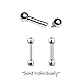 316L Stainless Steel Internally Threaded Barbell Tongue Nipple Ring 12&10 Gauge