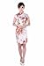 JTC Women's White Short Silk Cheongsam Dress Cup Sleeve One-piece Costume 1pc