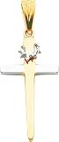 14K Two Tone Gold Cross Crown of Thorns Pendant New