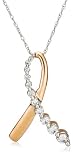 14k White or Pink Gold Diamond Journey Ribbon Pendant (1/4 cttw, G-H Color, I1 Clarity)
