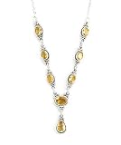 15.5+1.5extension Oval and Pear Shape Citrine Sterling Silver Necklace