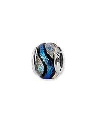 Blue Colored Dichroic Handmade Glass Charm for 3mm Charm Bracelets
