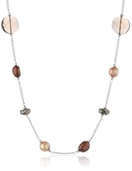 Honora "Skinny Jeans" Chocolate Freshwater Cultured Pearl and Smoky Quartz Necklace, 36"