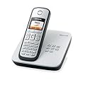 Siemens Gigaset C385 ECO schnurloses DECT Telefon mit beleuchtetem Farbdisplay und integriertem Anrufbeantworter, titanium