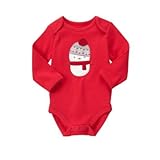 GYMBOREE(ジンボリー) スノーマン ボディスーツ ホーリー レッド ロンパース長袖 6～12ヶ月【並行輸入】