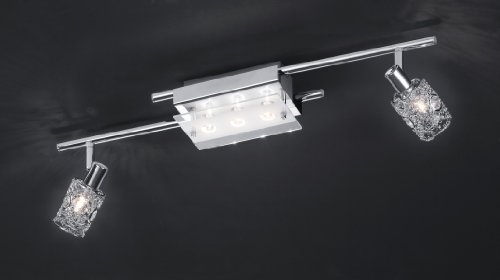 Trio-Leuchten 815110506 Balken inklusiv 5x G9/28 W Eco, Chrom, Glas satiniert/klar, Aluminiumgeflecht mit Glasfacetten