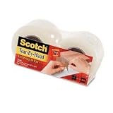 Premium Tear By Hand Clear Packaging Tape, 48mm x 45.7m, 2 Rolls/Pack (MMM38422)