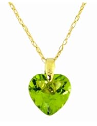 14k Gold Pendant Necklace with Genuine Peridot