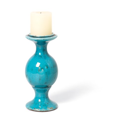 Foreside Prosecco Baluster Candleholder Turquoise