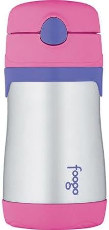 Foogo Phases BPA-Free, Pink 10 oz Leak-Proof Stainless Steel Straw Bottle with Lid