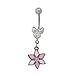 Dangling Pink Pastel Flower Design Belly Button title=