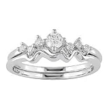 14K White Gold 1/4 ctw Diamond Wedding Ring Set