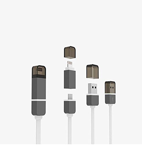 2 in 1 USB 2.0 Charging and Data Cable with Micro USB and 8-pin Lightning Connectors, Flat Noodle Cord Design for ISO 8.0/Ipad 4/mini and Android Smartphone (white)