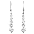 White Gold Rhodium Bonded Round Cut CZ Graduated Drop Earrings with Fish Hook Backing in Silvertone