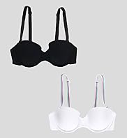 2 Pack Angel Cotton Rich Assorted Moulded Multiway Bra