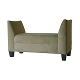 High Arm Upholstered Microsuede Bench- Sage Green