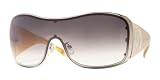VERSACE EYEWEAR - VERSACE 2082B 100/013 SILVER/BROWN GRADIENT SHIELD SUNGLASSES.