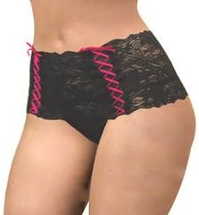 Stretch Lace Tanga Shorts Black Plus Size 1X