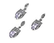 Sterling Silver Marcasite Pendant and Earring Set - Marquis Cut Lavender CZ in Prong Set