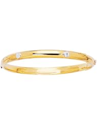 5.5" 14K Yellow Gold 4.2mm (1/6") Polish Domed Round Tube w/ White Nail Head Children Bangle Bracelet w/ Clasp
