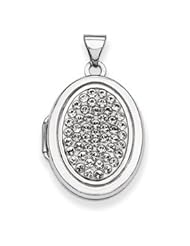 Genuine IceCarats Designer Jewelry Gift Sterling Silver Pave Swarovski Elements 21Mm Oval Locket