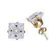 Sterling Silver Gold Plated Stud Earrings - Square Invisible Stamping - 9 mm