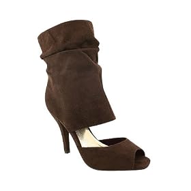 Suede Cut-Out Peep Toe Bootie