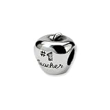 #1 Teacher Apple Charm in Sterling Silver for Pandora, Kera and other 3mm Bracelets