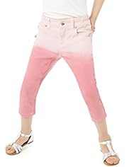 Cotton Rich Adjustable Waist Dip Dye Cropped Denim Jeans