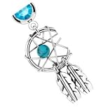 Body Accentz® Belly Button 316L Surgical Steel Dream Catcher Woven Star Design with Bead and Feathers Fancy Navel Ring Dangle Body Jewelry 14g 3/8