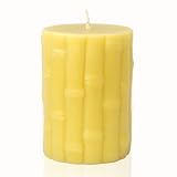 3 x 4 Bamboo Teak Scented Pillar Candles Set of 4