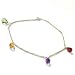 14K Gold Tear Drop Multi-Gem Anklet
