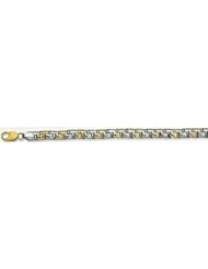 7mm Fancy Two Tone Gold Link Bracelet 8"