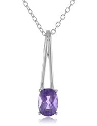 Sterling Silver Genuine Oval Pendant Necklace, 18"
