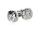 Robust Swirled Polished Rhodium Silver Cufflinks with Presentation Box