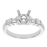 18k White Gold with Platinum Prong Head Engagement Setting with Baguette and Round Diamond (G-H/VS, 1/3 ct. tw.)