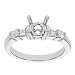 18k White Gold with Platinum Prong Head Engagement Setting with Baguette and Round Diamond (G-H/VS, 1/3 ct. tw.)
