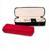 Budd Leather Ladies Classic Safety Deposit Zippered Jewelry Box in Red 540060-9