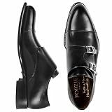 Forzieri Italian Handcrafted Black Leather Monk Strap Shoes