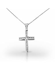 14KT White Gold Gorgeous Channel Set Diamond Cross Pendant. 5/8 CTW