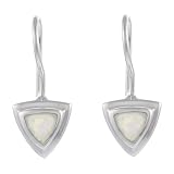 Sterling Silver and White Opal Triangular Earrings