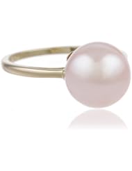 14k Yellow Gold 10-10.5mm Pink Freshwater Cultured Pearl Solitaire Ring, Size 7