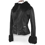 Forzieri Fox-Trim Black Zip Leather Jacket