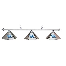 Kentucky UK Wildcats 3pc CHROME POOL TABLE LIGHT LAMP W  SHADES