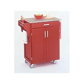 Red Kitchen Cart with Granite Top by Home Styles
